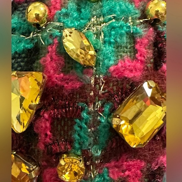 Brianna Cannon Tweed Headband Green Multi colored Crystals & Beads New - Picture 8 of 16